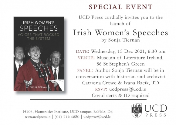 Launch of  Irish Women’s Speeches by Sonja Tiernan