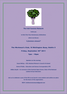 The Irish Feminist Network invite you to their One-Year Anniversary celebrations