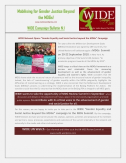 Mobilising for Gender Justice Beyond the MDGs! WIDE Opens a new Campaign